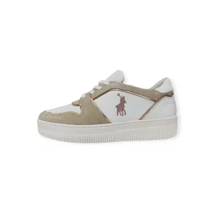 Polo Women's Gold Tipped Leather Platform Sneaker White/Gold