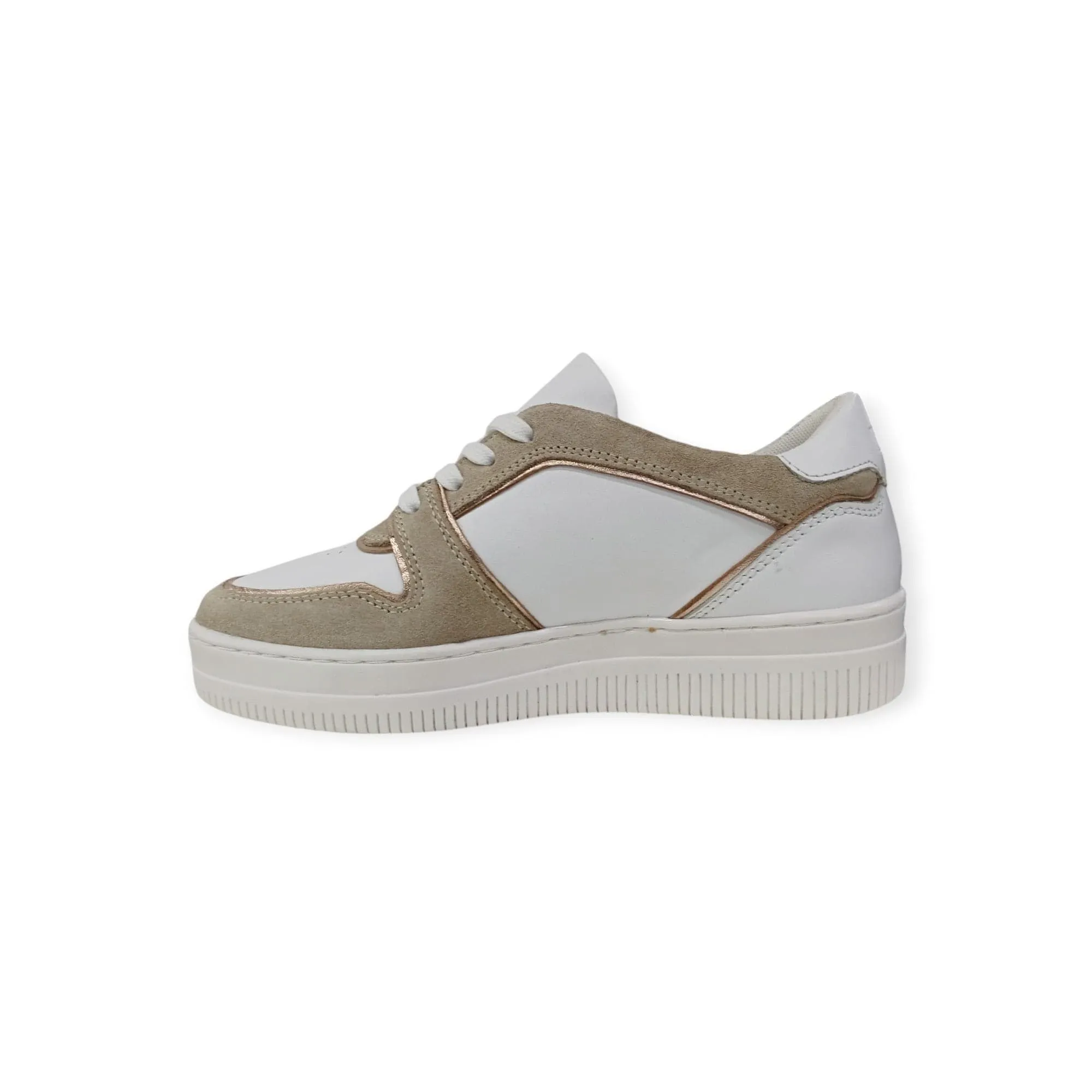 Polo Women's Gold Tipped Leather Platform Sneaker White/Gold