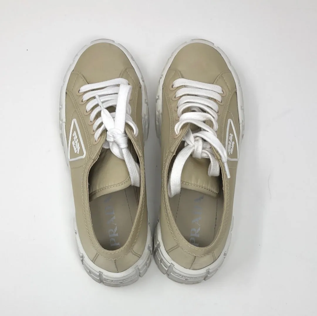 Prada Tan Nylon Platform Sneakers