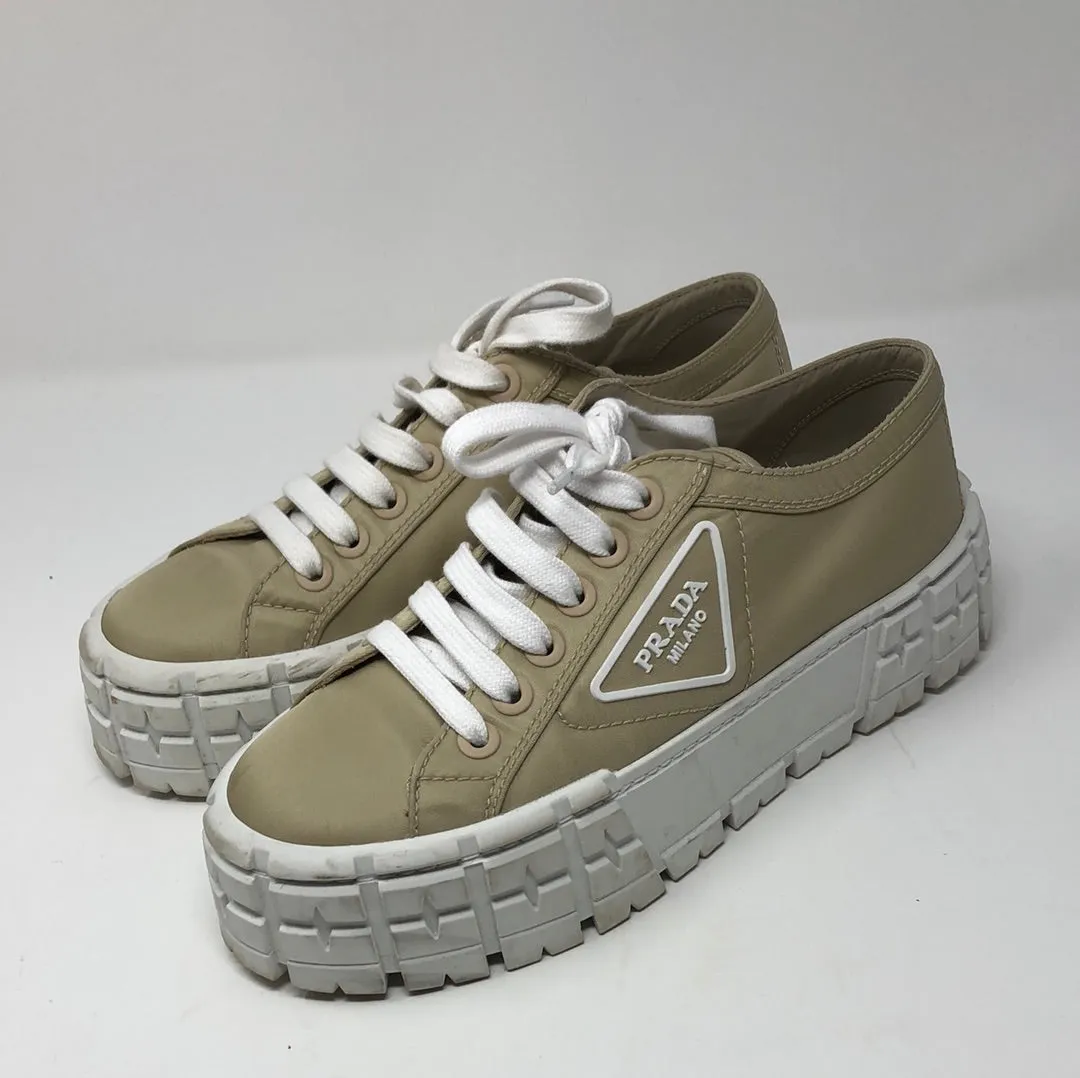 Prada Tan Nylon Platform Sneakers