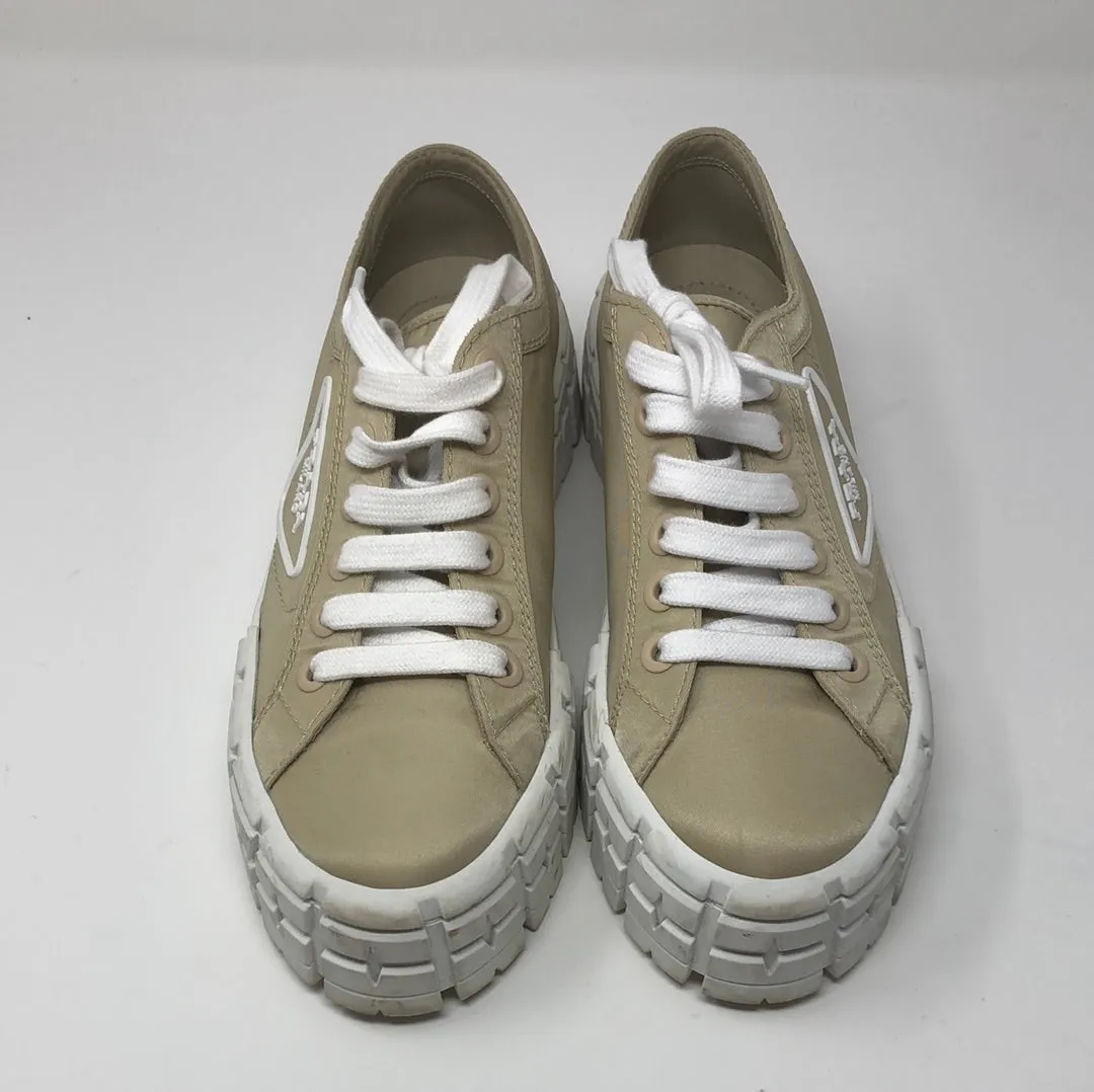 Prada Tan Nylon Platform Sneakers