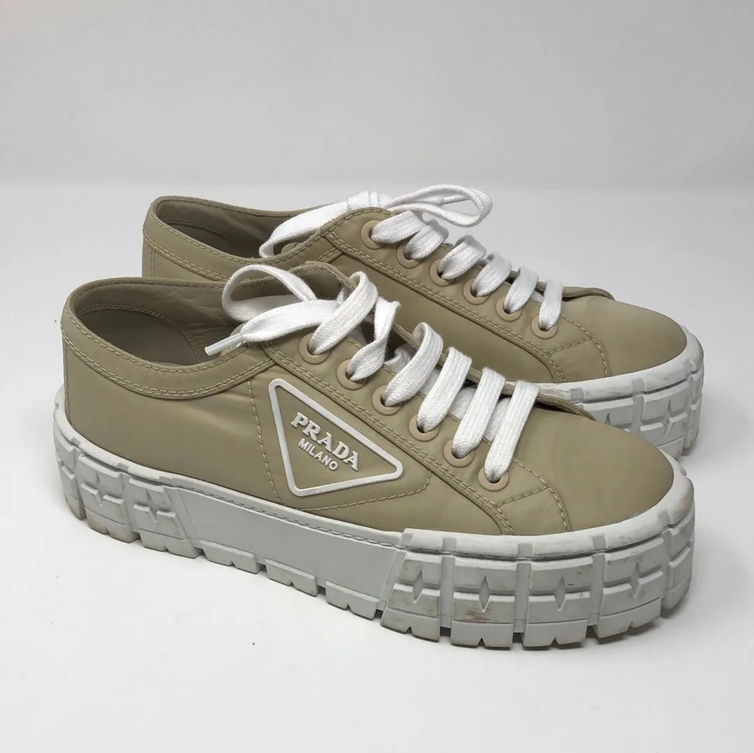 Prada Tan Nylon Platform Sneakers
