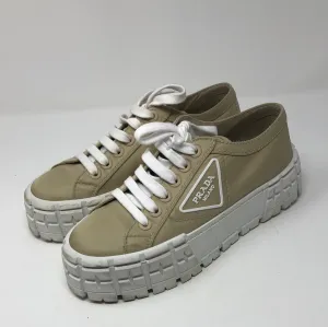 Prada Tan Nylon Platform Sneakers