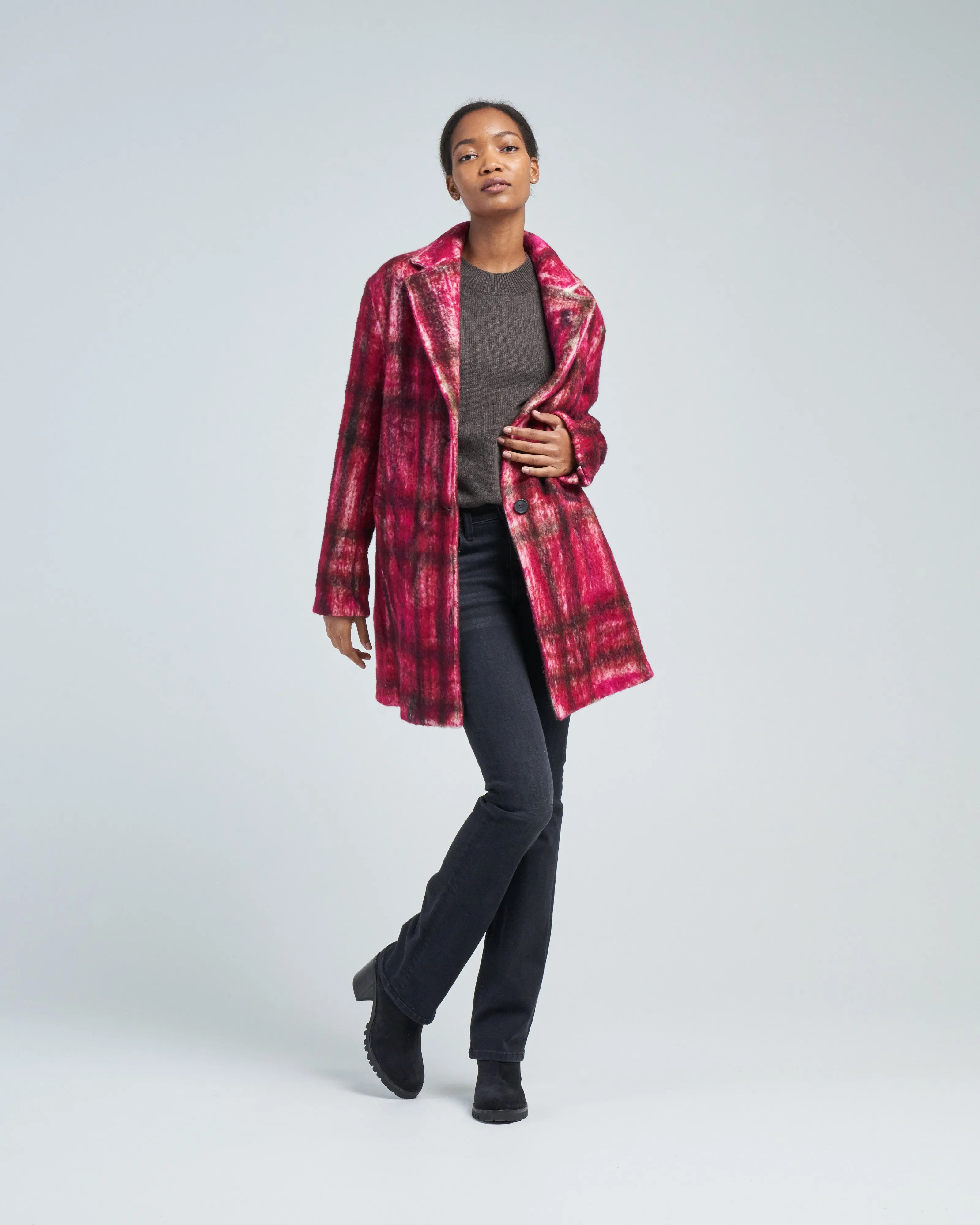 primitive effect tartan short coat