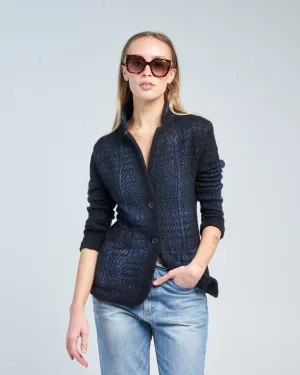 prince of wales jacquard carded rever jacket