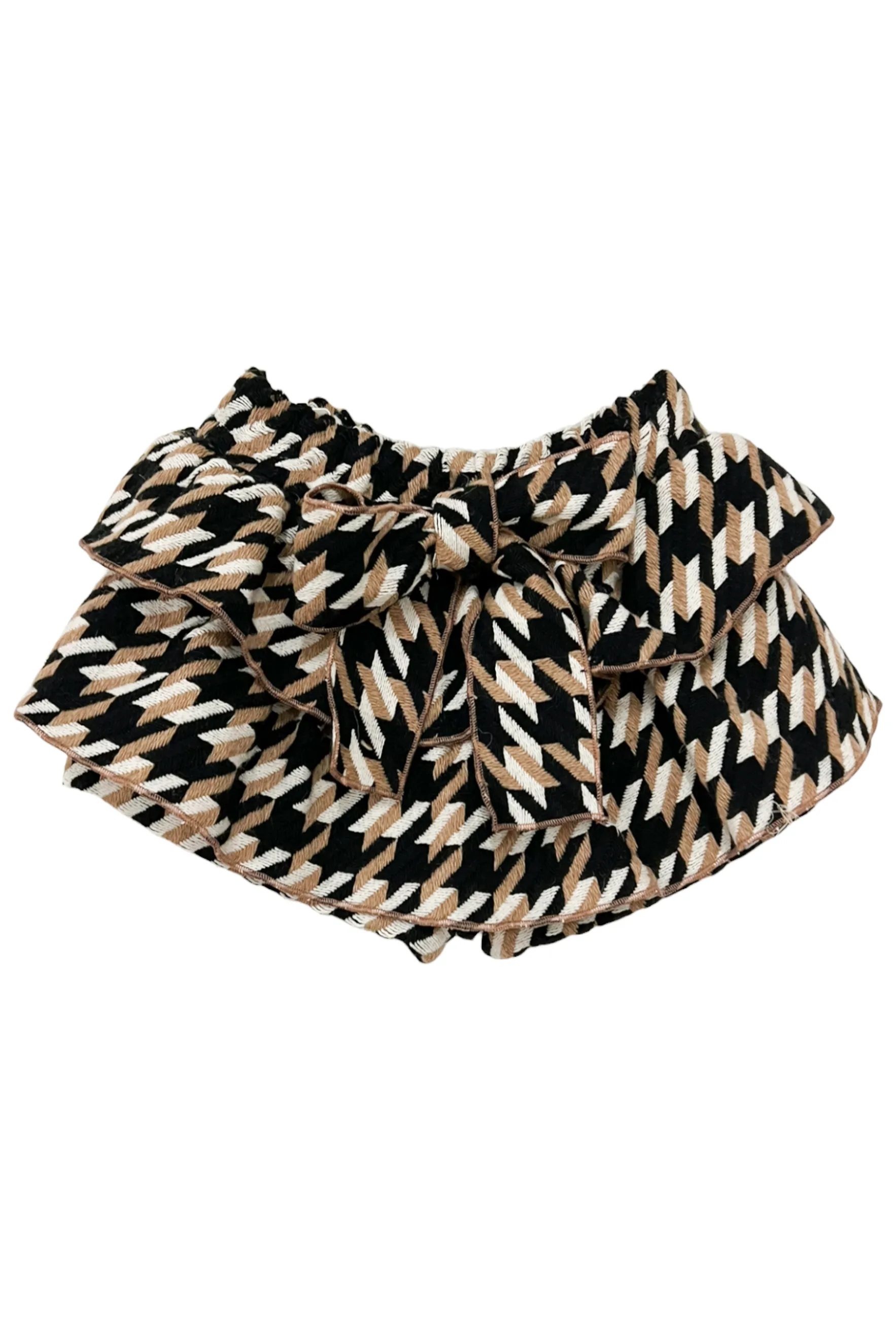 "Josephine" Beige & Black Houndstooth Skort