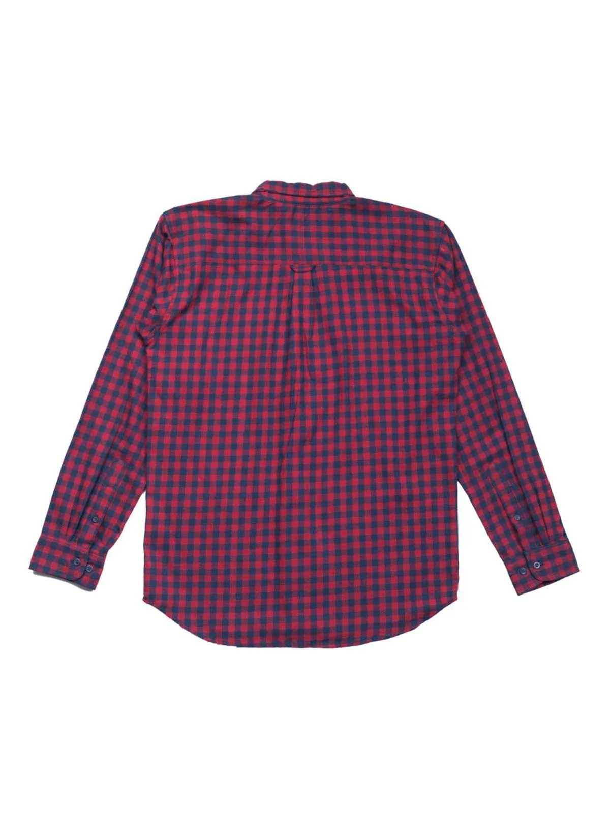 Qutn Button Down Double Pocket LS Red Blue Minicheck Flannel