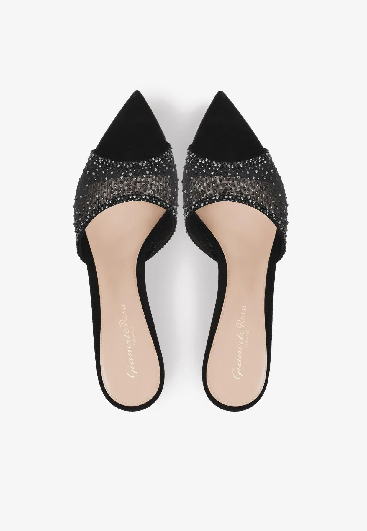 Raina 85 Crystal-Embellished Mules