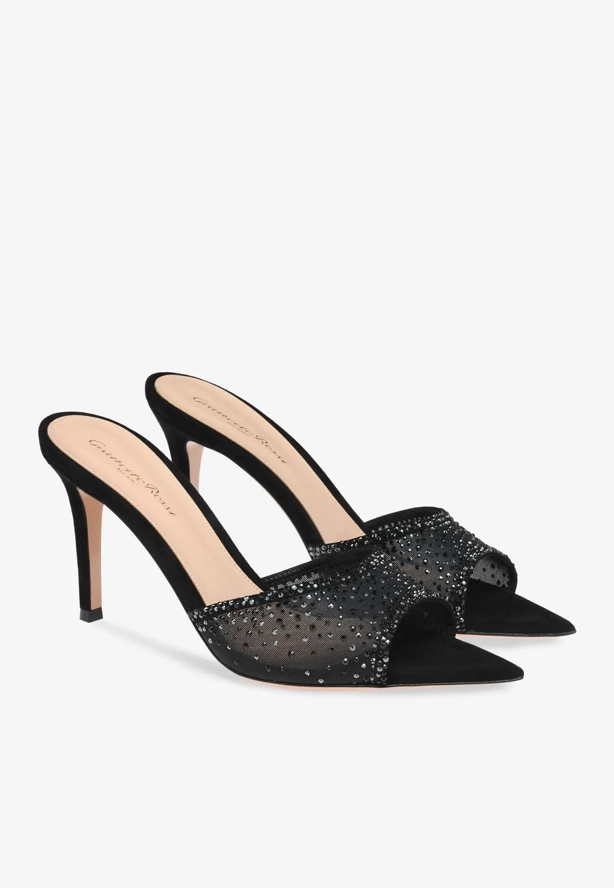 Raina 85 Crystal-Embellished Mules
