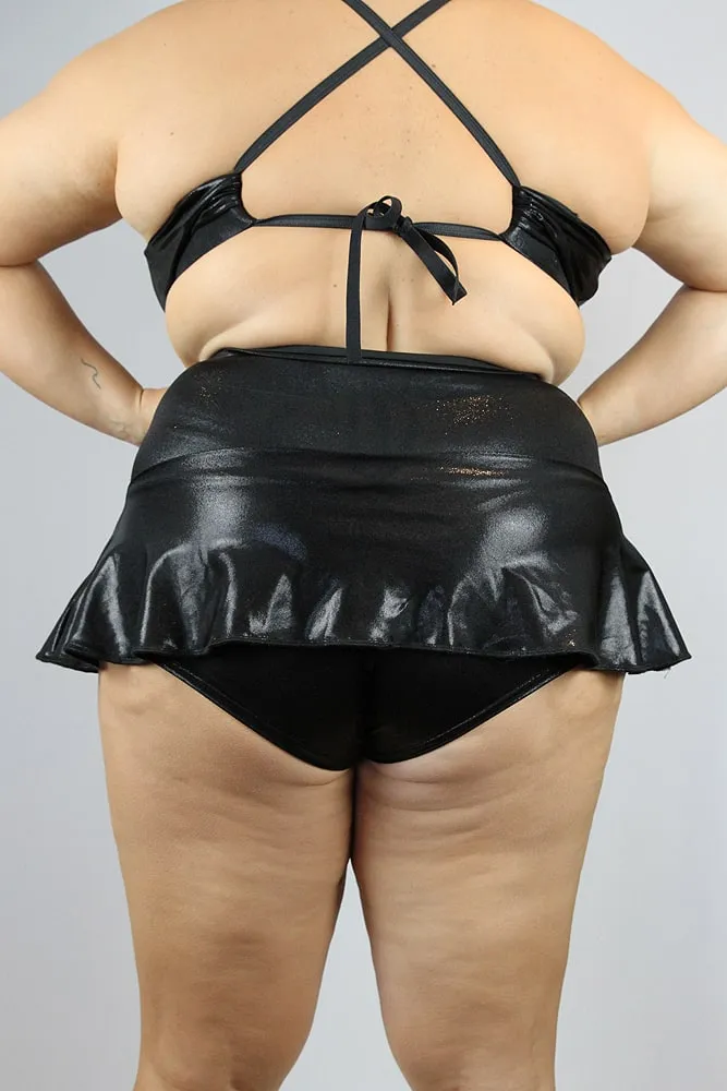 Rarr Mid Waisted Skort - Black Sparkle Plus Size