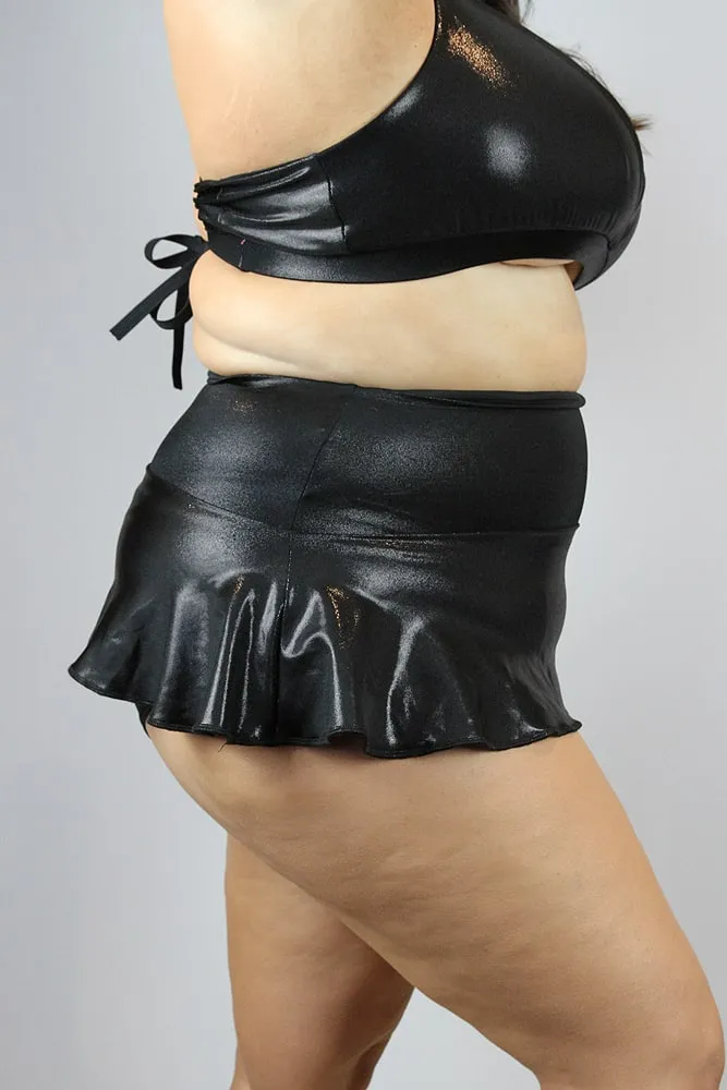 Rarr Mid Waisted Skort - Black Sparkle Plus Size