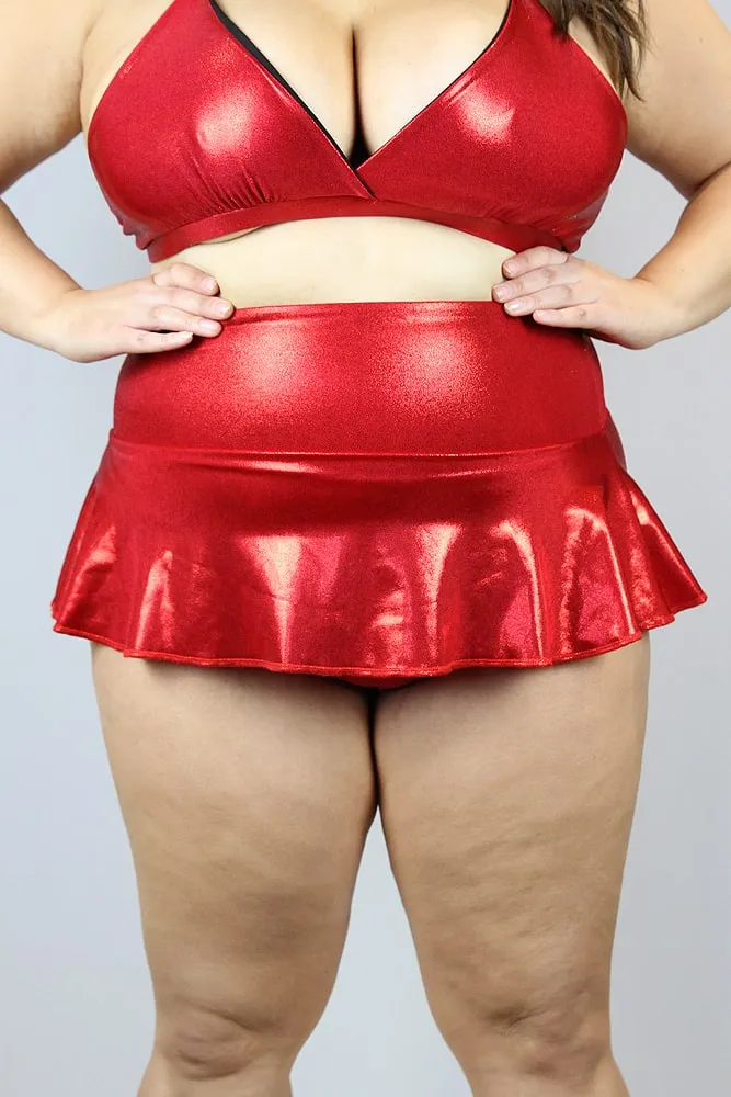 Rarr Mid Waisted Skort - Black Sparkle Plus Size