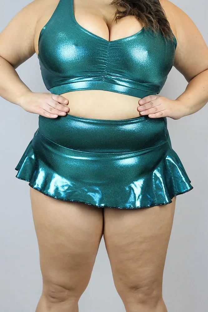 Rarr Mid Waisted Skort - Black Sparkle Plus Size