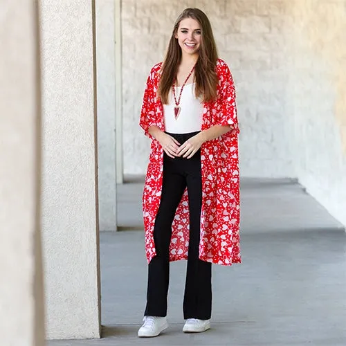 Red & White Heart Kimono Duster