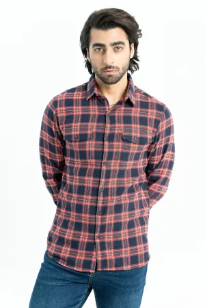 Red Checkered Flannel Casual Shirt