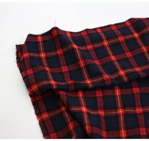 Red Plaid Polyester Christmas Fabric - Quality Korean Christmas Checkered Fabric - By the Yard /51789