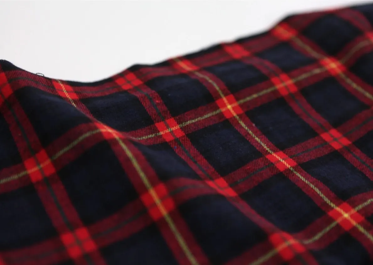 Red Plaid Polyester Christmas Fabric - Quality Korean Christmas Checkered Fabric - By the Yard /51789