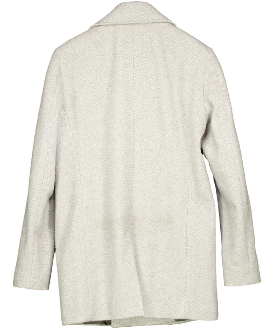 REISS Grey Wool Blend Single Breasted Epsom Overcoat In UK M