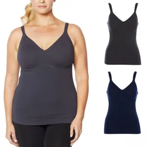 Rhonda Shear Women's Plus Size 2 Pack Cotton Molded Cup Camisoles