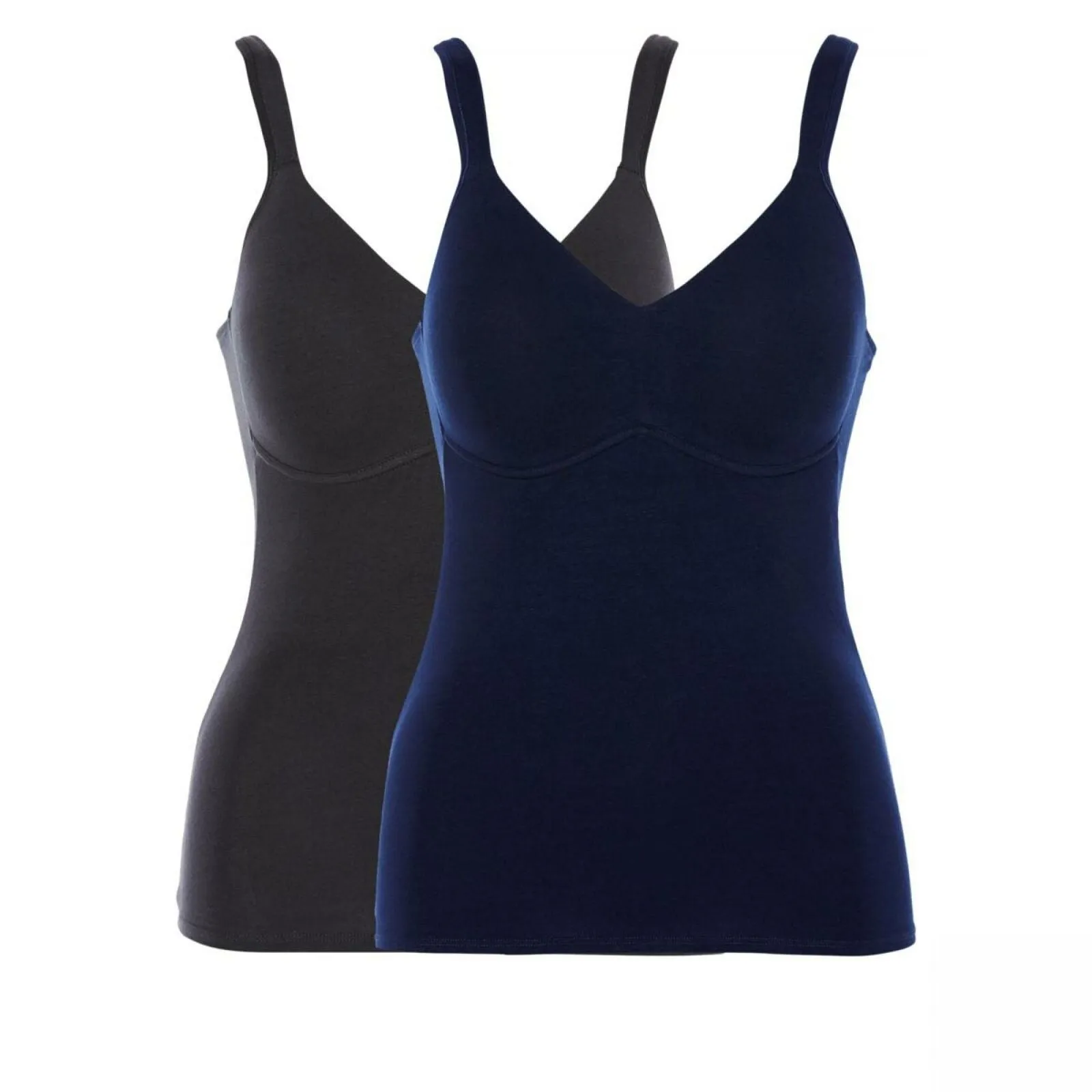 Rhonda Shear Women's Plus Size 2 Pack Cotton Molded Cup Camisoles