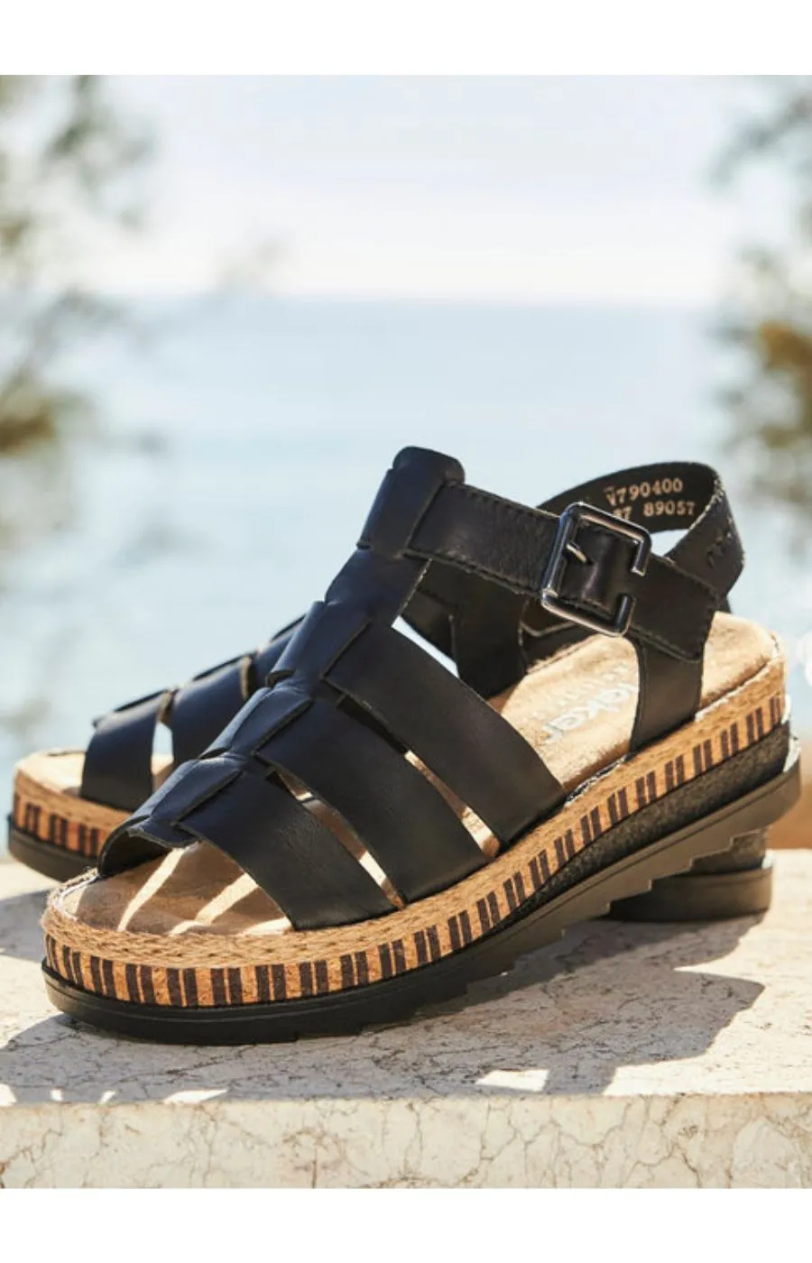 Rieker Black Strap Sandal