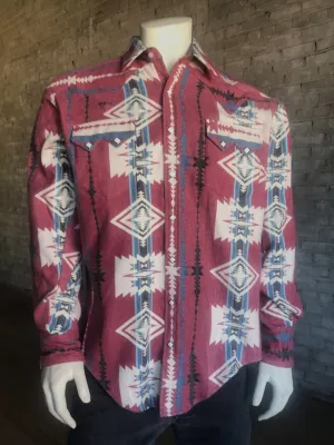 Rockmount Mens Red/Natural 100% Cotton Jacquard Flannel Western L/S Shirt