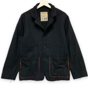 [S] Kapital Wool Kojima Kurashiki Unfinished Edges Leather Pocket Trim Blazer Jacket