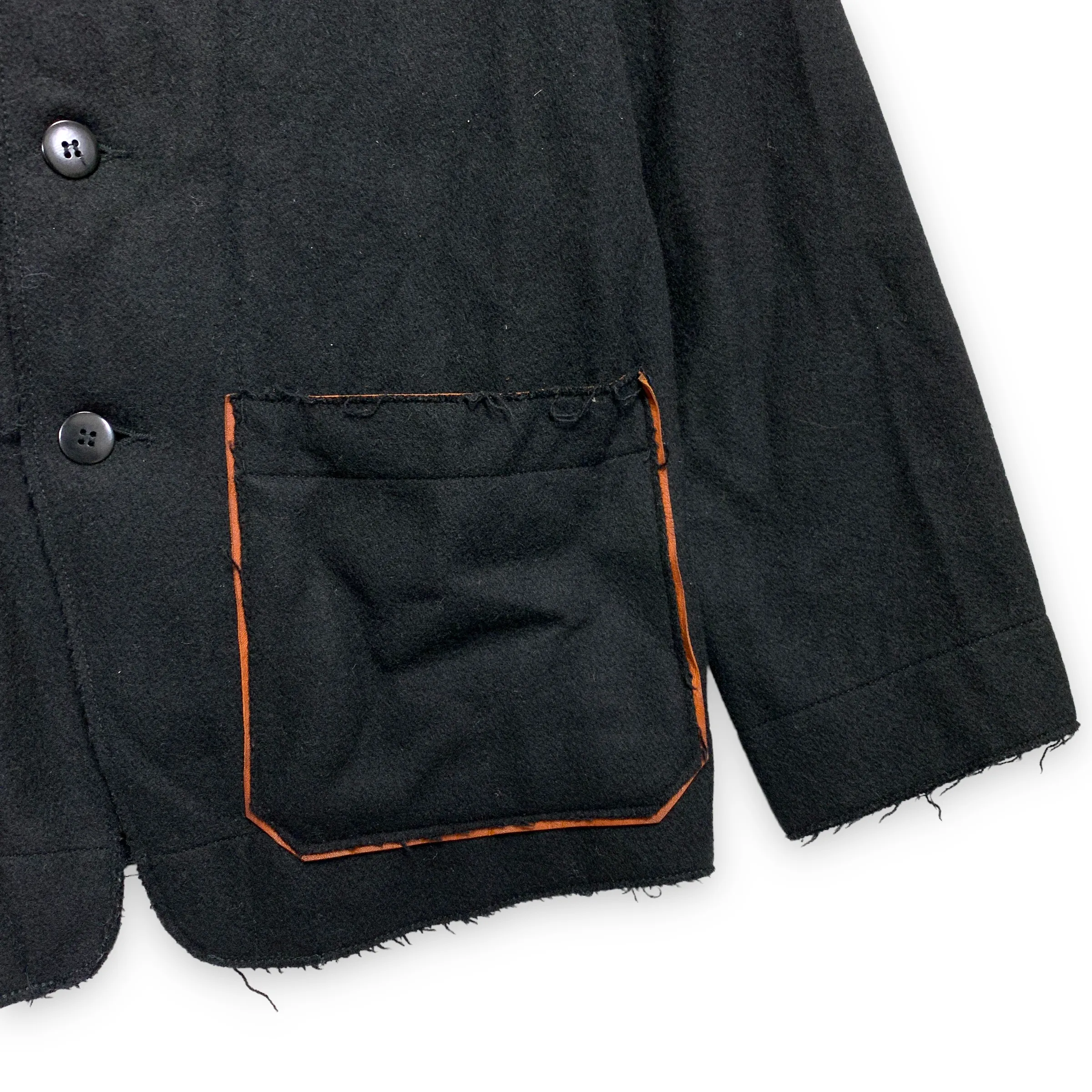 [S] Kapital Wool Kojima Kurashiki Unfinished Edges Leather Pocket Trim Blazer Jacket