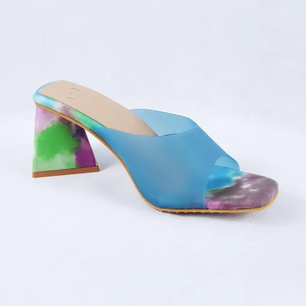 Sabeen Blue Block Heels Mules
