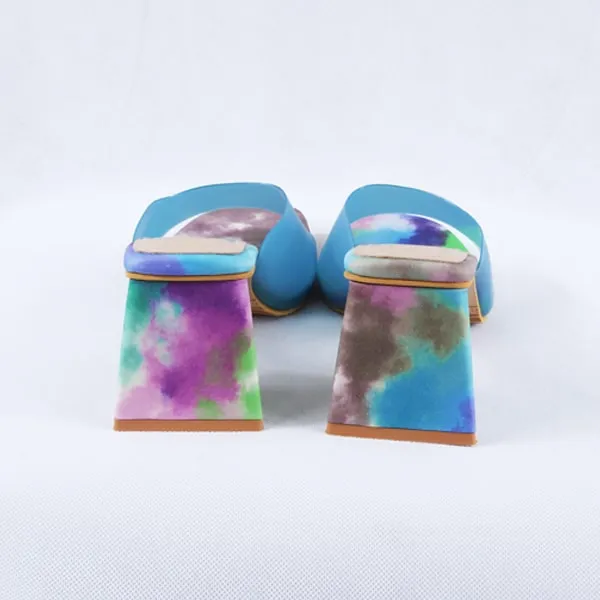 Sabeen Blue Block Heels Mules