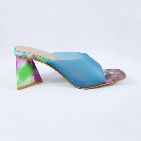Sabeen Blue Block Heels Mules