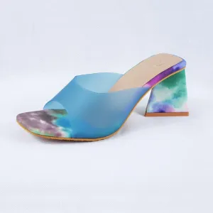 Sabeen Blue Block Heels Mules