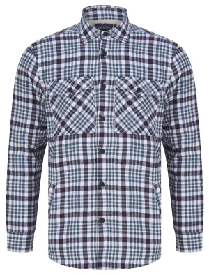 Sawatch Borg Lined Cotton Flannel Checked Overshirt Jacket Blue