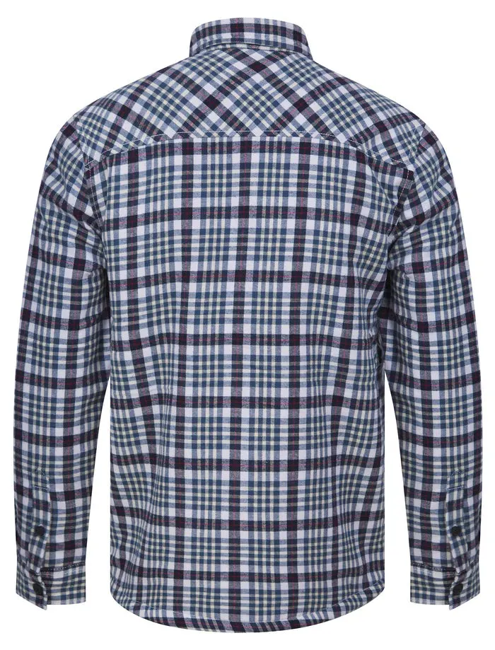 Sawatch Borg Lined Cotton Flannel Checked Overshirt Jacket Blue