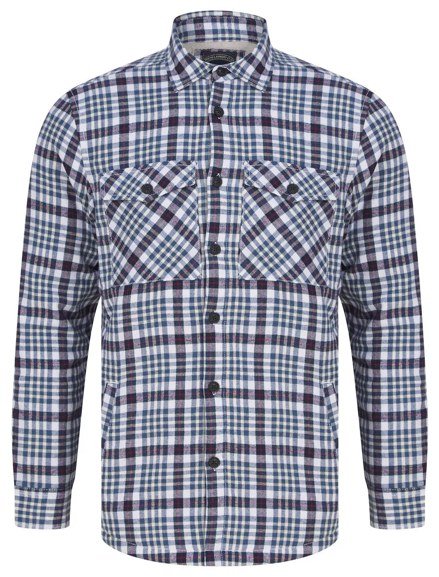 Sawatch Borg Lined Cotton Flannel Checked Overshirt Jacket Blue