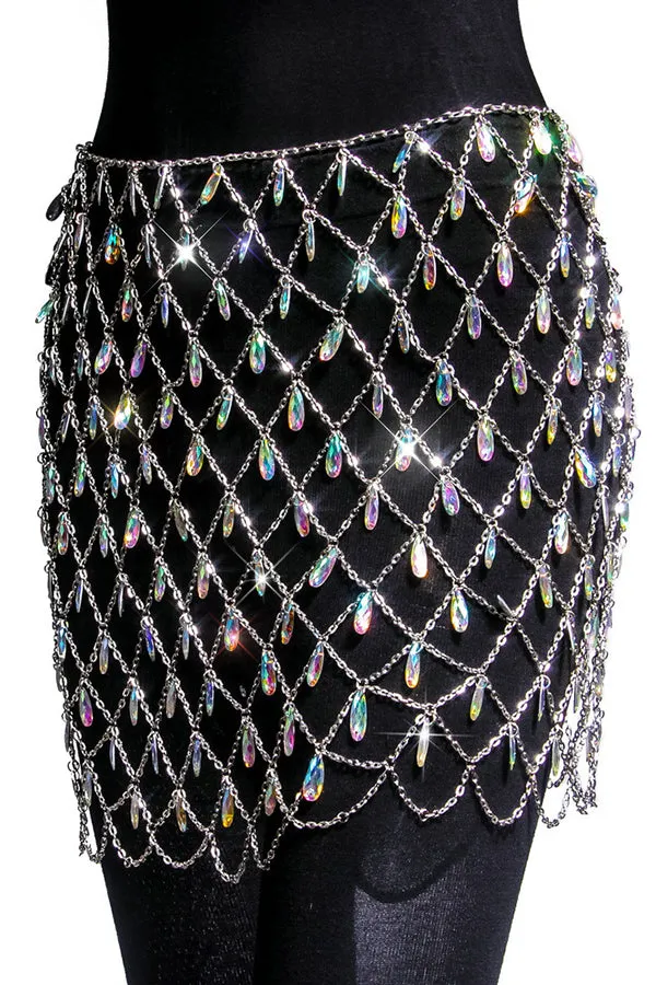 Sexy Hollow Colorful Sparkling Crystal Skirt