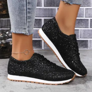 Shine Lace-up Platform Glitter Sneakers