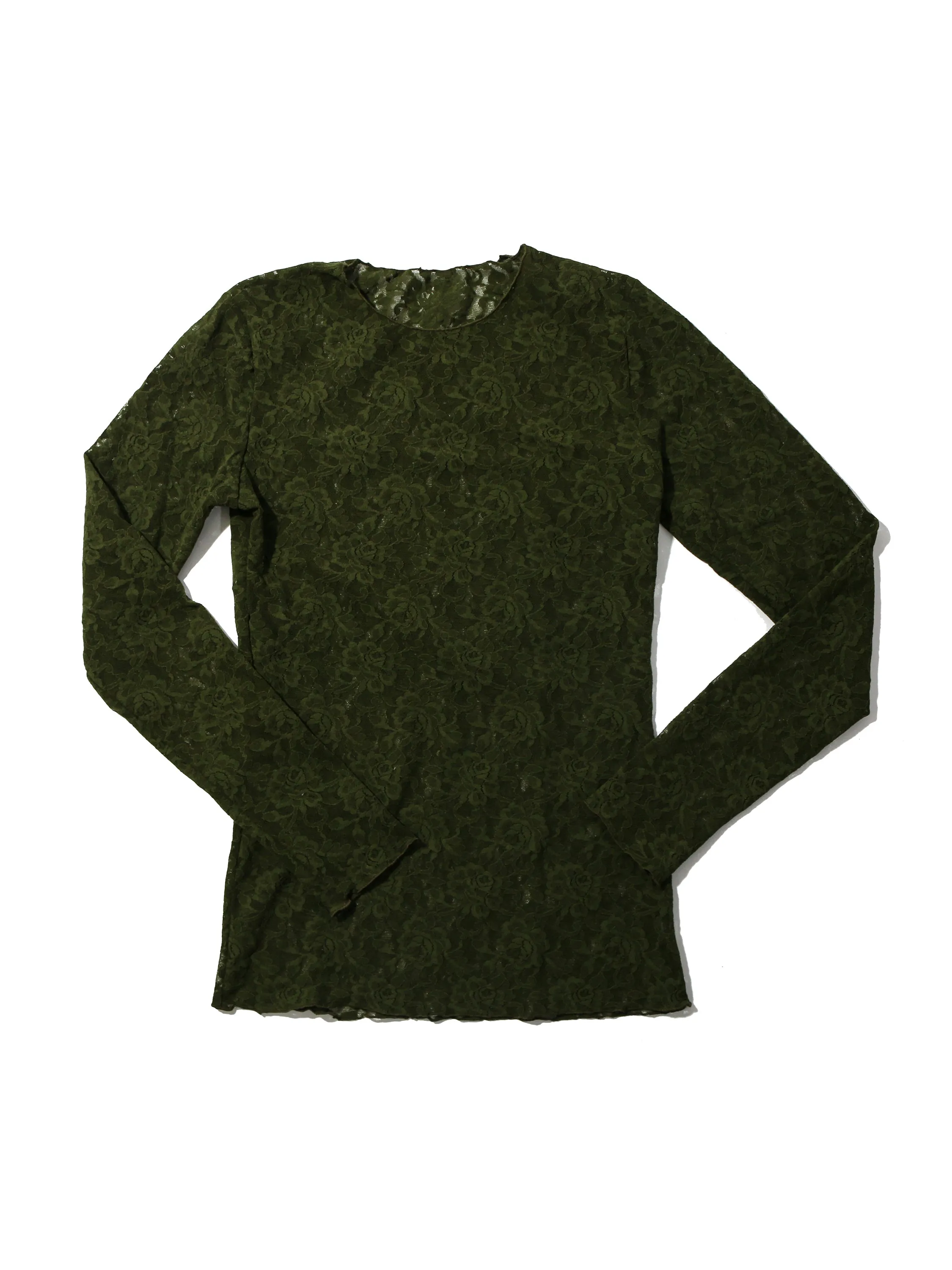 Signature Lace Long Sleeve Top Woodland Green Sale