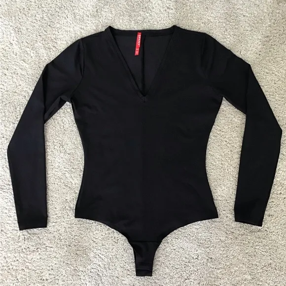 SPANX Suit Yourself Long Sleeve Thong Bodysuit | Size M