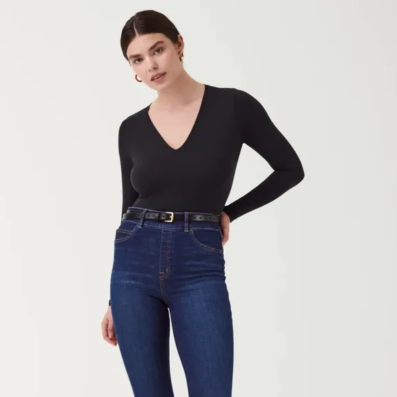 SPANX Suit Yourself Long Sleeve Thong Bodysuit | Size M