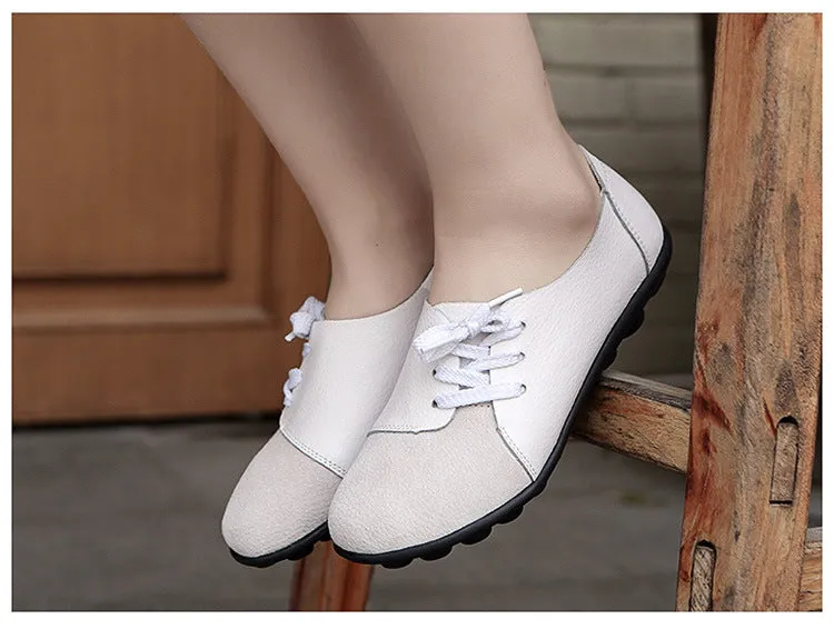 Spring Set Foot Mother Shoes Printing Peas Shoes Nurse Shoes Leather Casual Shoes Women