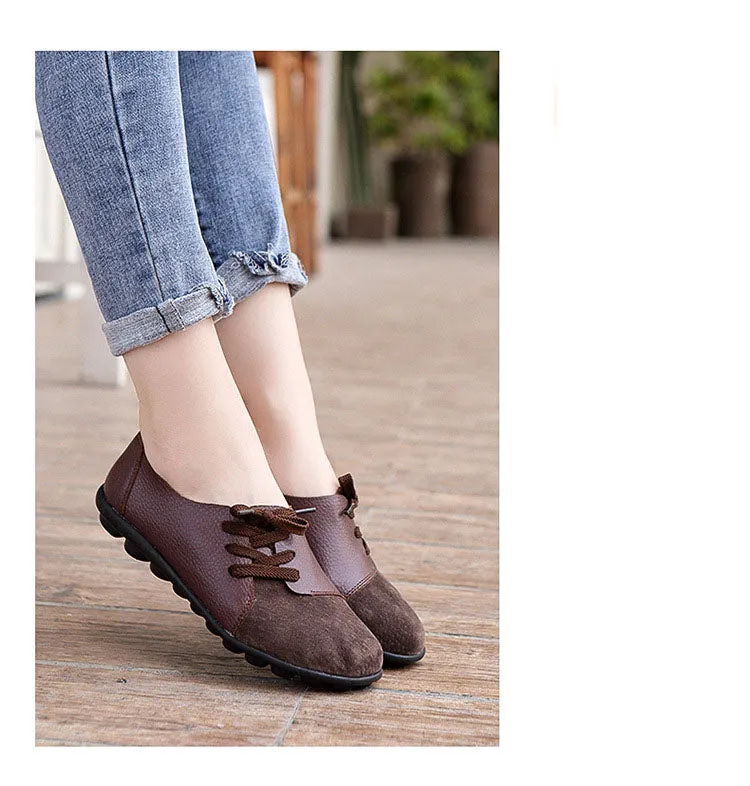 Spring Set Foot Mother Shoes Printing Peas Shoes Nurse Shoes Leather Casual Shoes Women