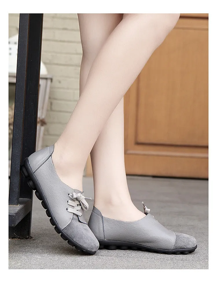 Spring Set Foot Mother Shoes Printing Peas Shoes Nurse Shoes Leather Casual Shoes Women