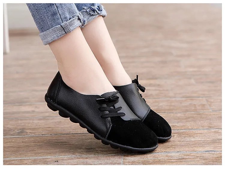 Spring Set Foot Mother Shoes Printing Peas Shoes Nurse Shoes Leather Casual Shoes Women