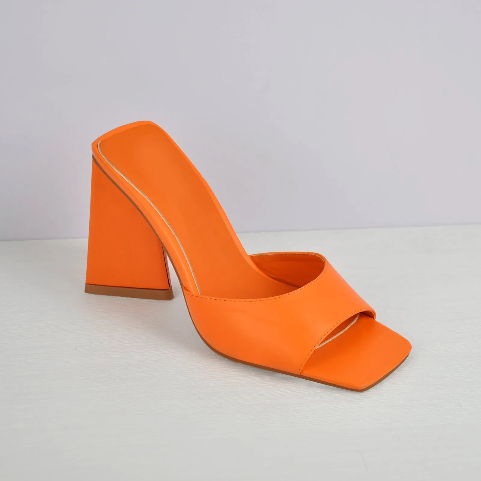 Square Toe Chunky Heel Sandal Mules