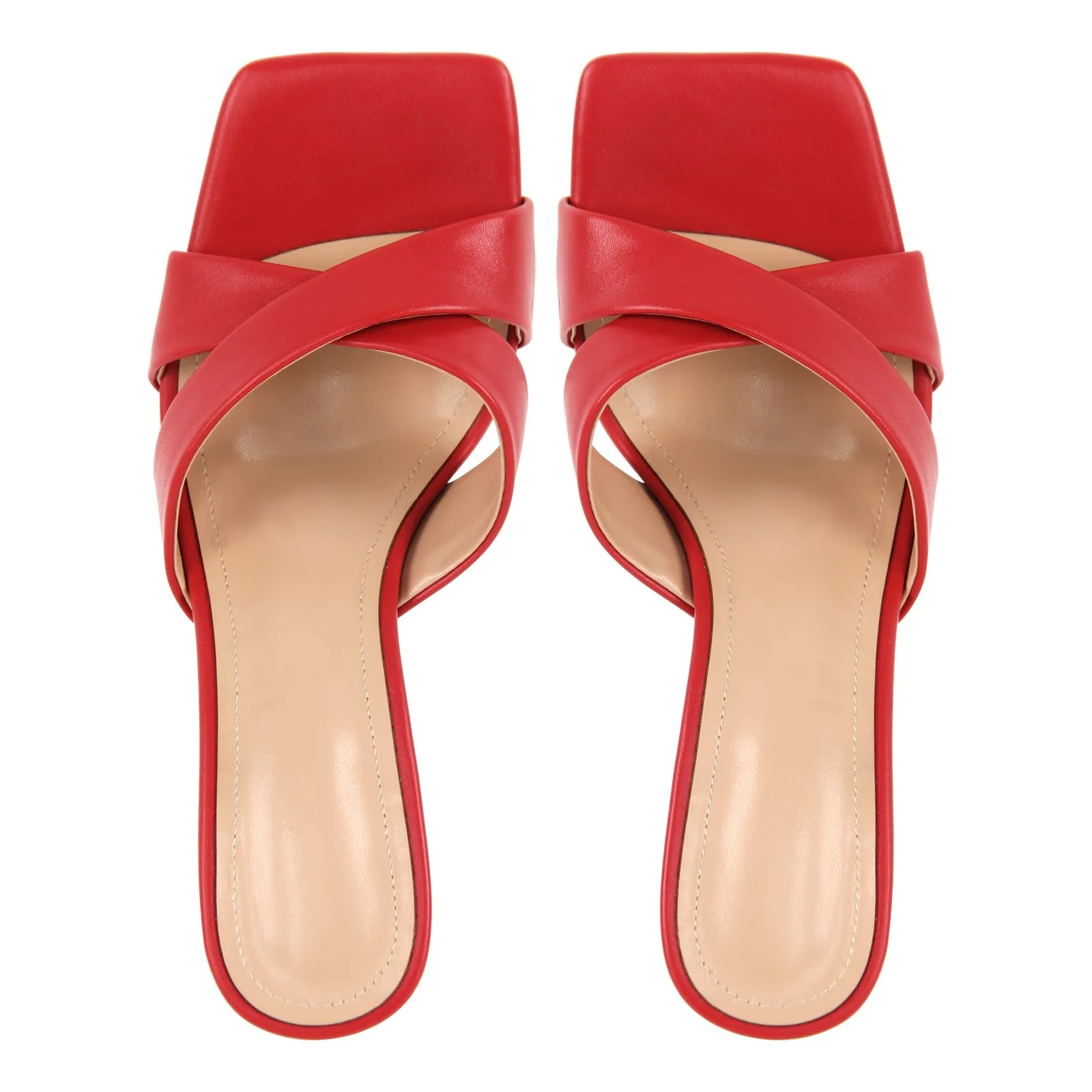 Square Toe Cross Band Sandals Mules