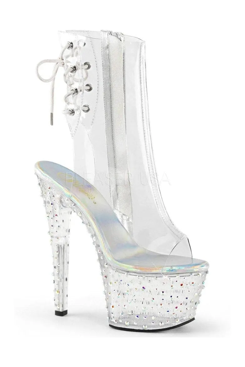 STARDANCE-1018C-7 Platform Boot  | Clear Vinyl