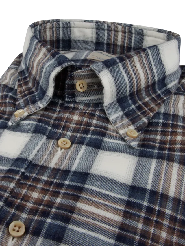Stenstrom - Navy Checked Flannel Shirt