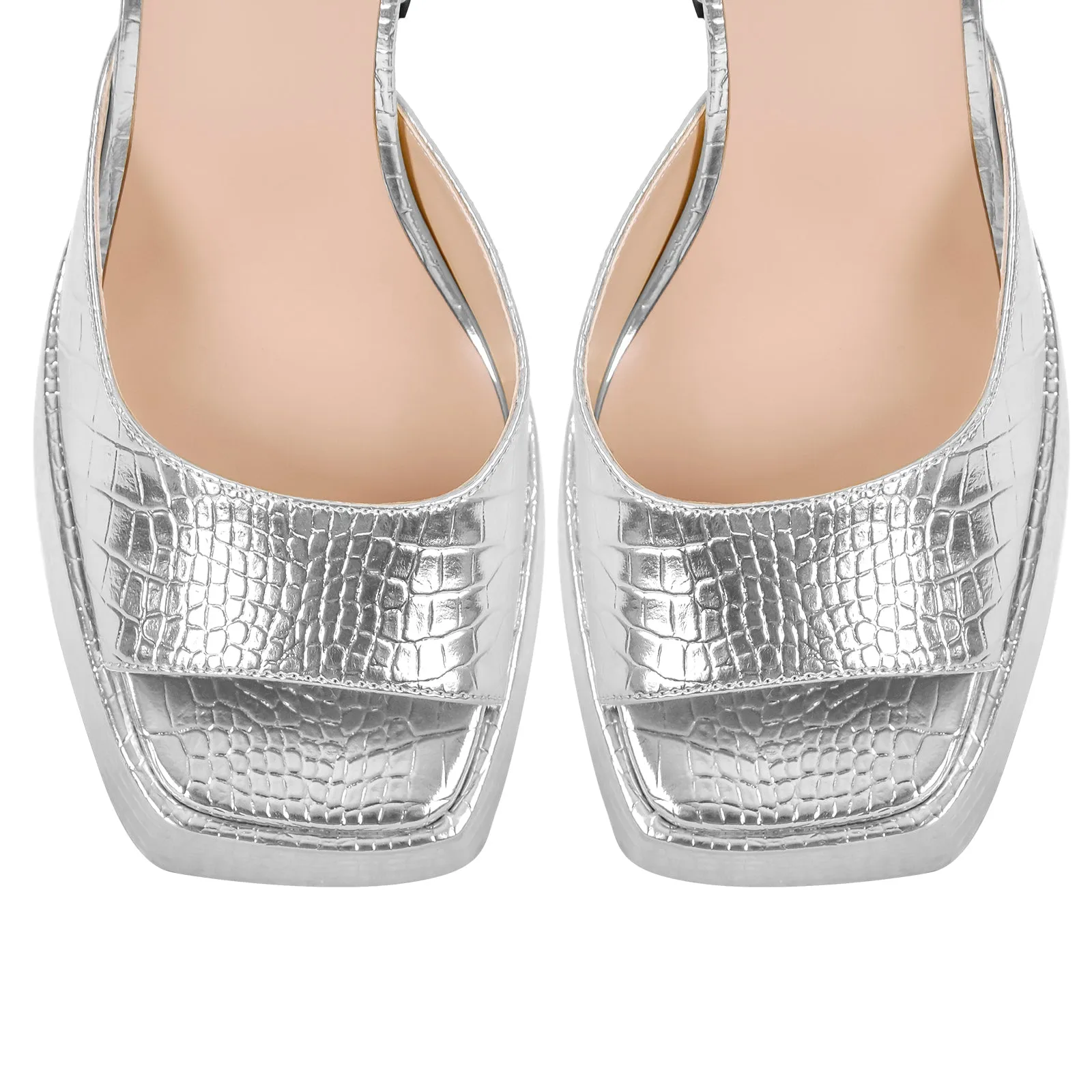 Stone Print Platform Chunky High Heels Sandals