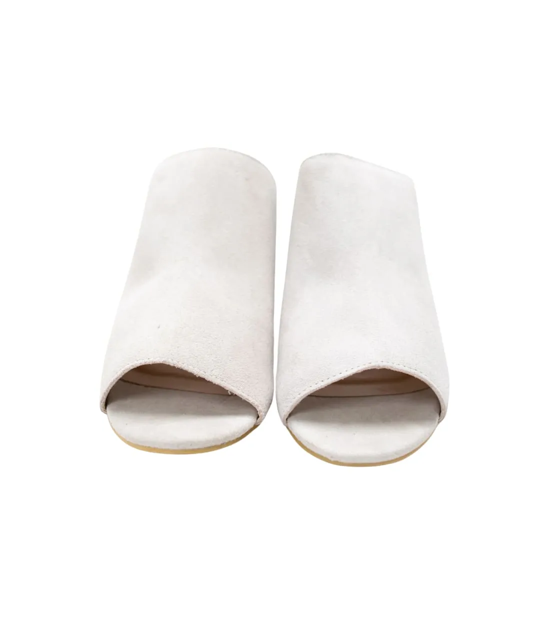 Suede Open Toe Mules in Iced Grey